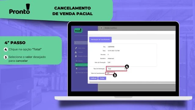 Pronto - Cancelamento de venda parcial