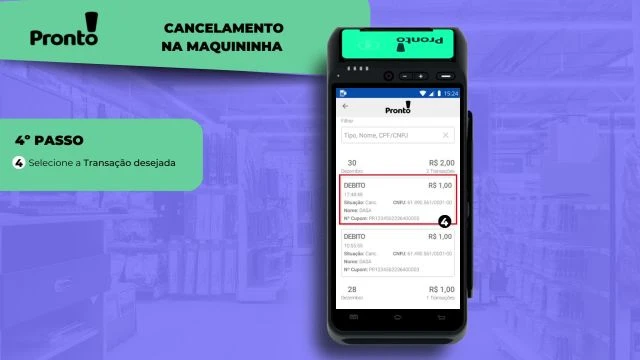 Pronto - Cancelamento de transação na maquininha
